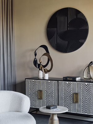 Black Geometric Echoes Wall Art 90x90cm by Libra, image 6