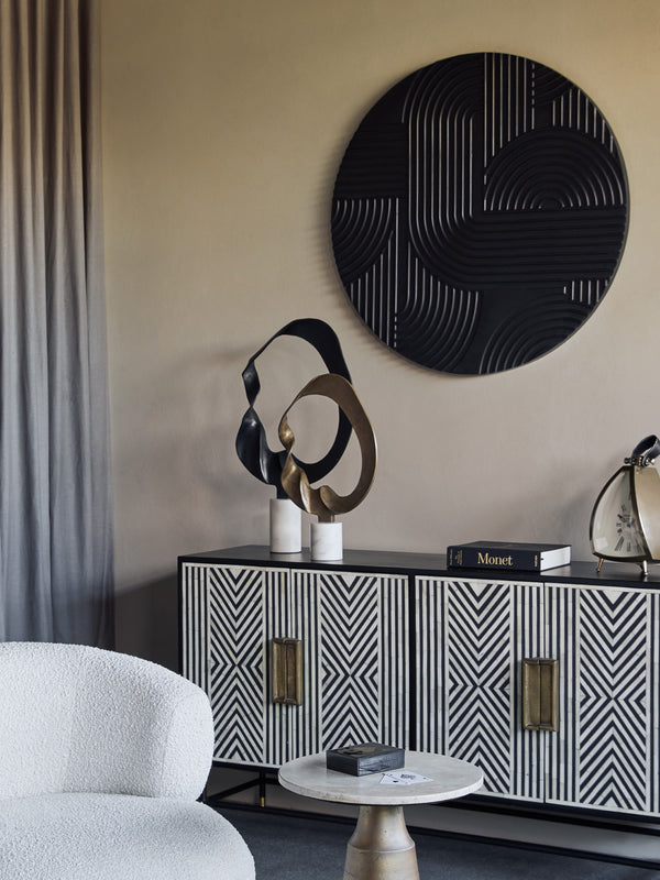 Black Geometric Echoes Wall Art 90x90cm by Libra, image 6