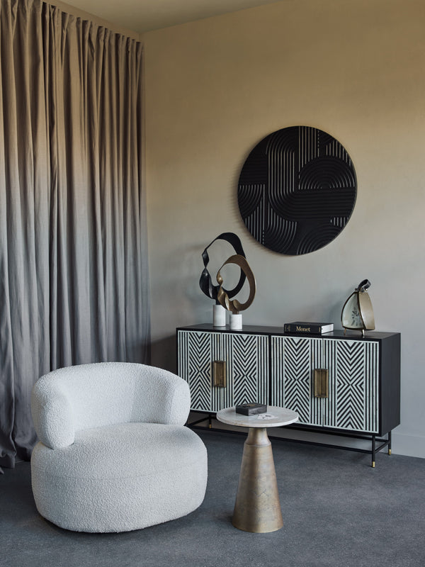 Black Geometric Echoes Wall Art 90x90cm by Libra, image 7
