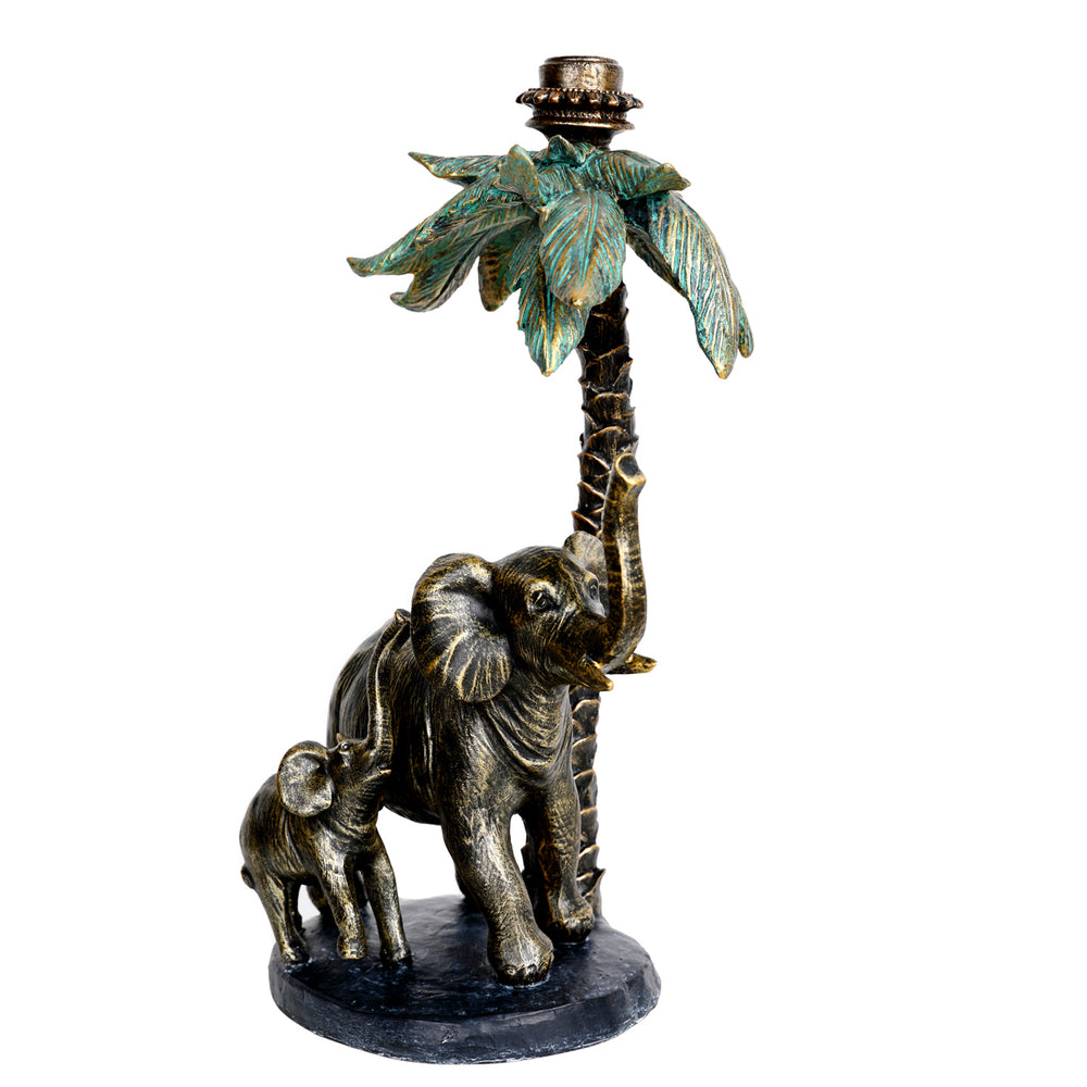 Palm Candle Stick with Elephants by Libra