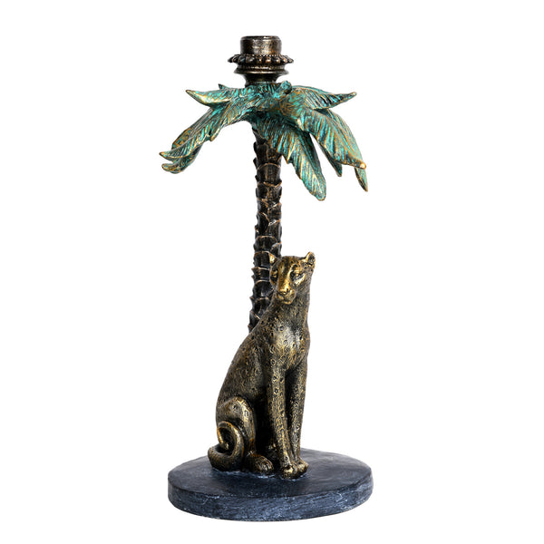 Palm Candle Stick with Leopard by Libra