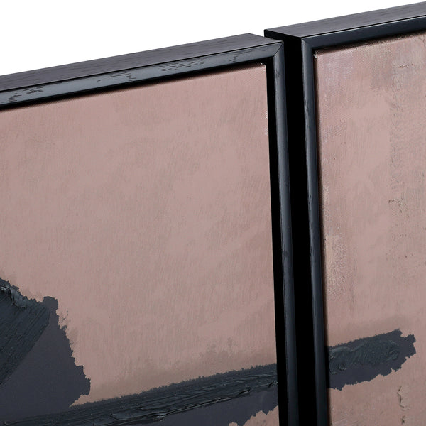 Impasto Brushstrokes Taupe Set of 2 Framed Canvas Wall Art 160x120cm by Libra, image 4