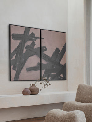 Impasto Brushstrokes Taupe Set of 2 Framed Canvas Wall Art 160x120cm by Libra, image 5