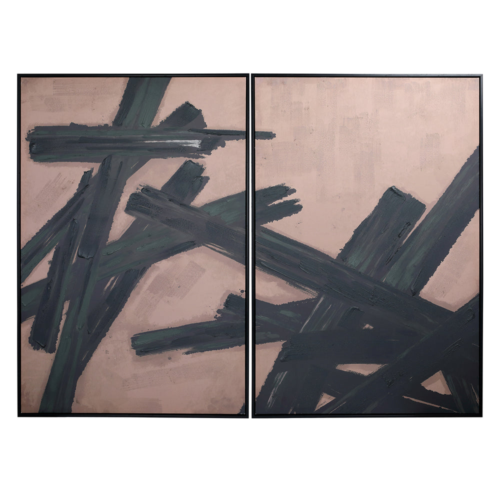 Impasto Brushstrokes Taupe Set of 2 Framed Canvas Wall Art 160x120cm by Libra