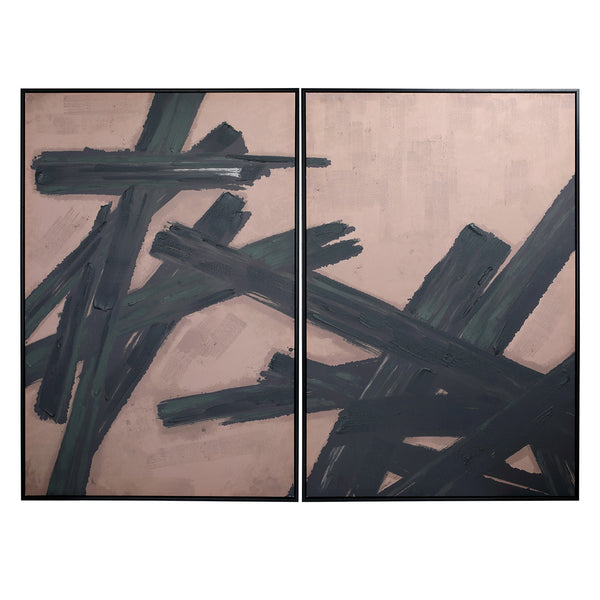 Impasto Brushstrokes Taupe Set of 2 Framed Canvas Wall Art 160x120cm by Libra