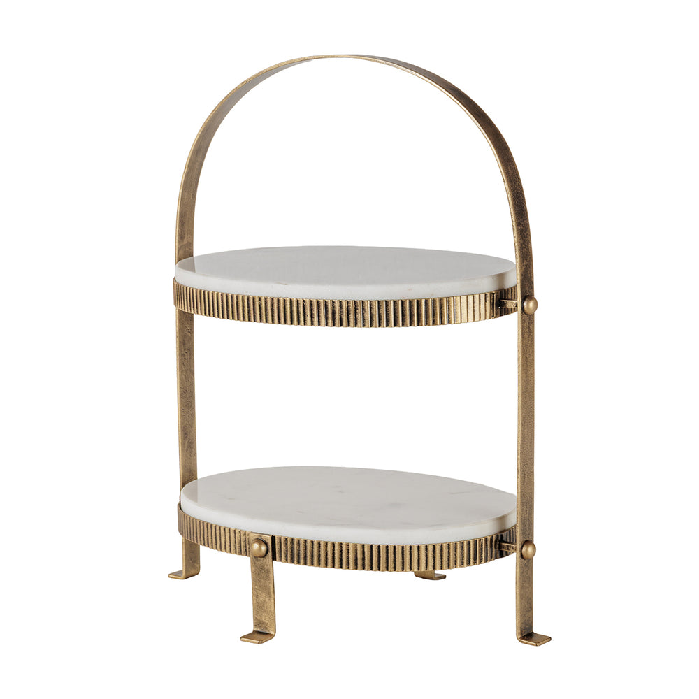 Belvedere Aged Gold Oval Two Tiered Stand by Libra