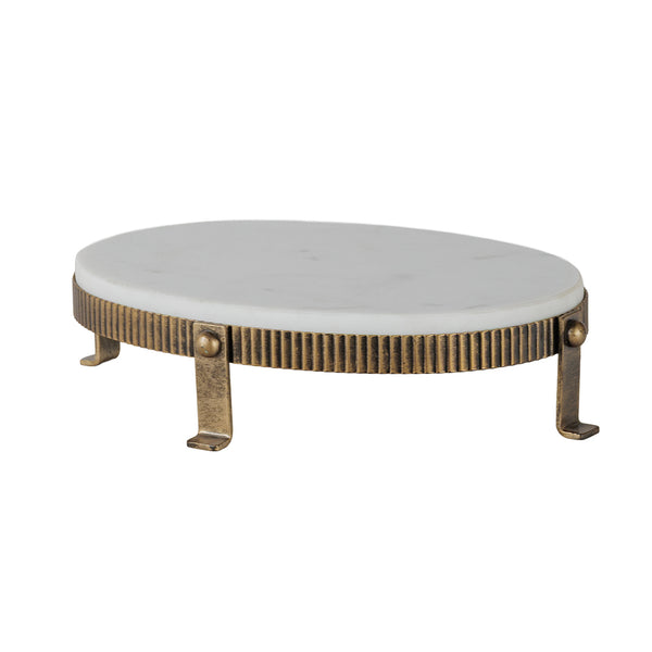 Belvedere Aged Gold Oval One Tiered Stand by Libra, image 2