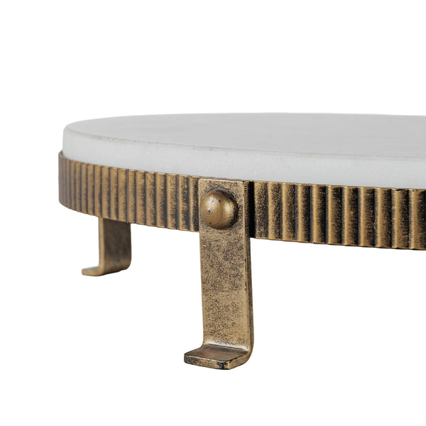 Belvedere Aged Gold Oval One Tiered Stand by Libra, image 4