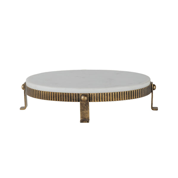 Belvedere Aged Gold Oval One Tiered Stand by Libra