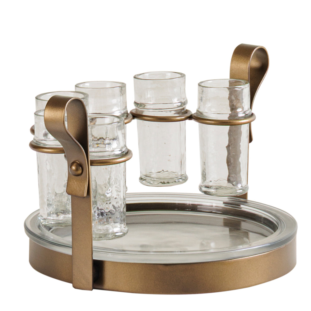 Merida Tequila Set of 6 Shooters with Serving Tray by Libra