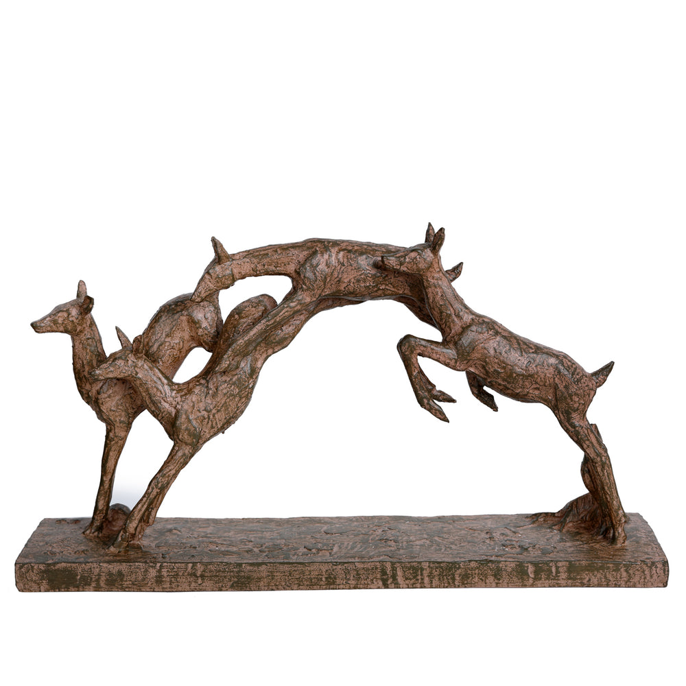 Rustic Woodland Leaping Fawns by Libra