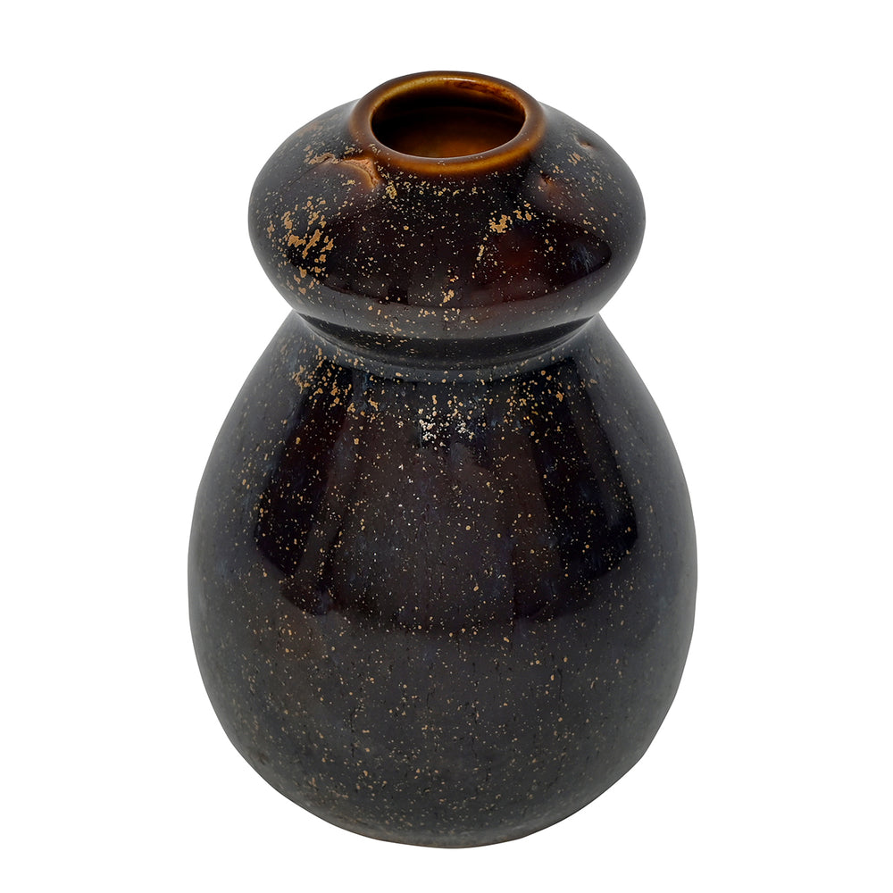 Denton Reactive Glaze Stoneware Vase Brown by Libra