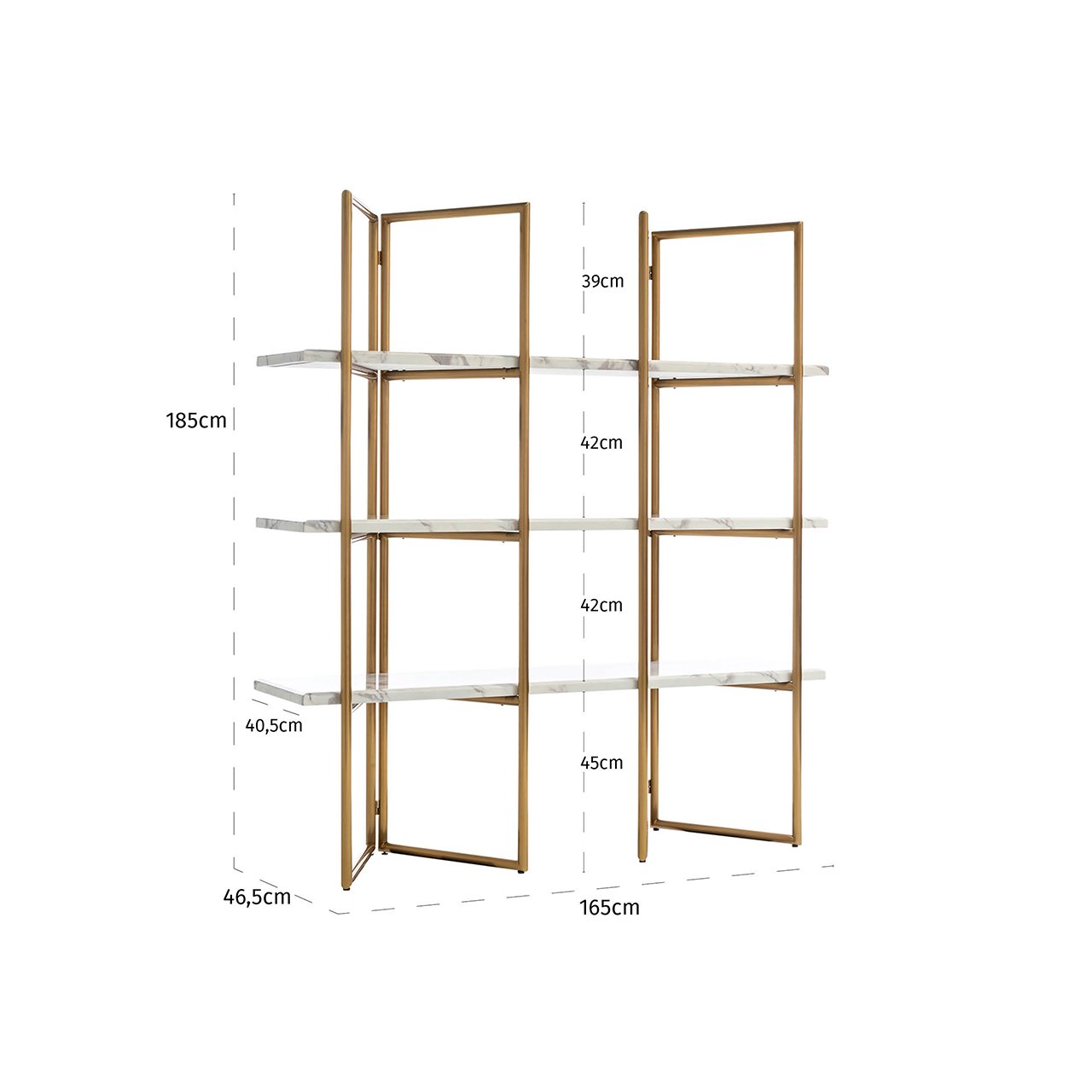 Display cabinet Lagrand 3-shelves (Gold)- Richmond Interiors