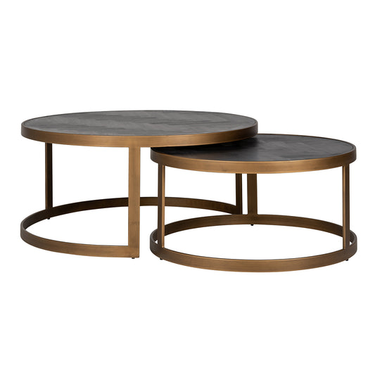 Coffee table Blackbone brass set of 2 (Black rustic)