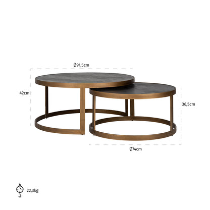 Coffee table Blackbone brass set of 2 (Black rustic)- Richmond Interiors