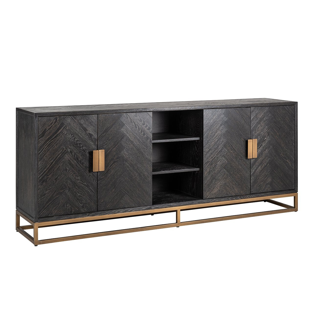 Sideboard Blackbone brass 4-doors  (Black rustic)