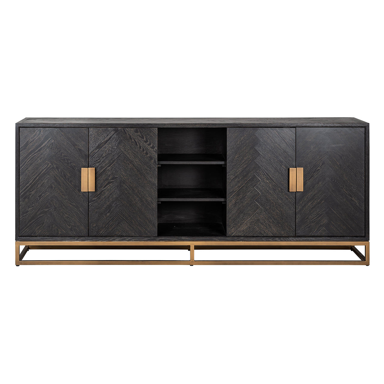 Sideboard Blackbone brass 4-doors  (Black rustic)