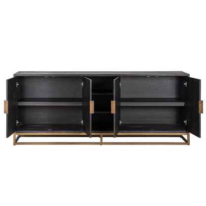 Sideboard Blackbone brass 4-doors  (Black rustic)