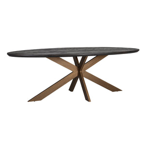 Dining table Blackbone brass oval 230 (Black rustic)