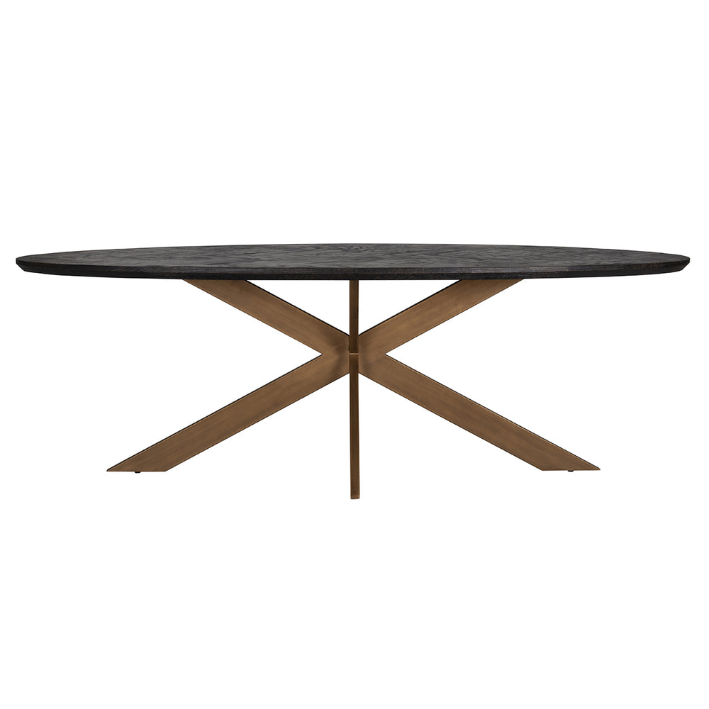 Dining table Blackbone brass oval 230 (Black rustic)