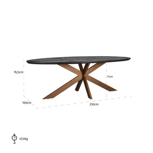 Dining Table Blackbone Brass Oval 230 (black Rustic) – Richmond Interiors
