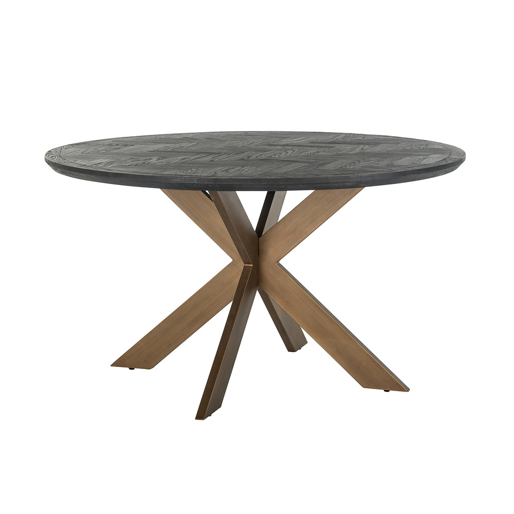 Dining table Blackbone brass 140Ø (Black rustic)