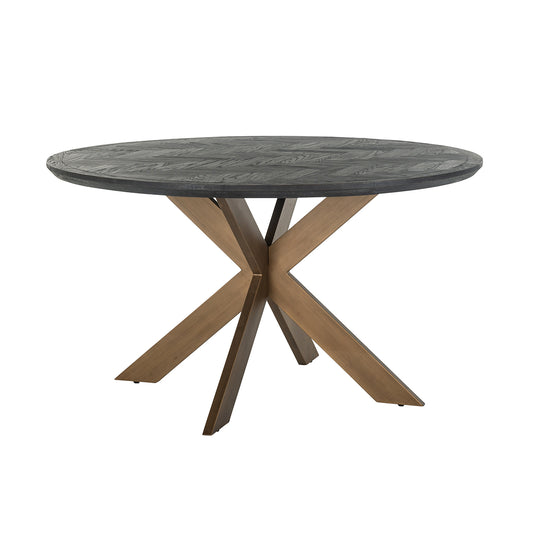 Dining table Blackbone brass 140Ø (Black rustic)