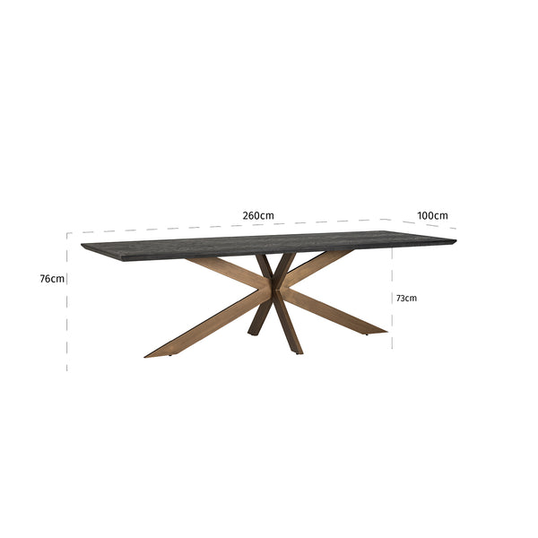 Dining Table Blackbone Brass 260 (black Rustic) – Richmond Interiors