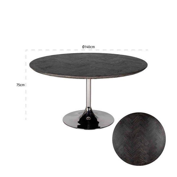 Dining Table Blackbone Silver 140Ø (black Rustic) – Richmond Interiors