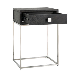 Nightstand Blackbone Silver 1 – Drawer (black Rustic) – Richmond Interiors