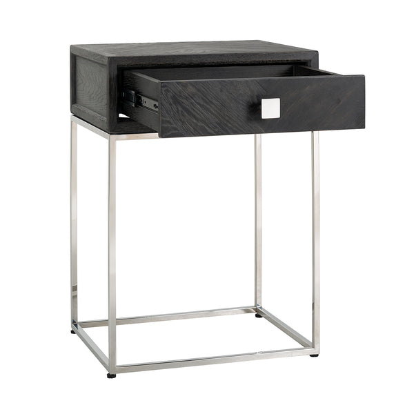 Nightstand Blackbone Silver 1 – Drawer (black Rustic) – Richmond Interiors