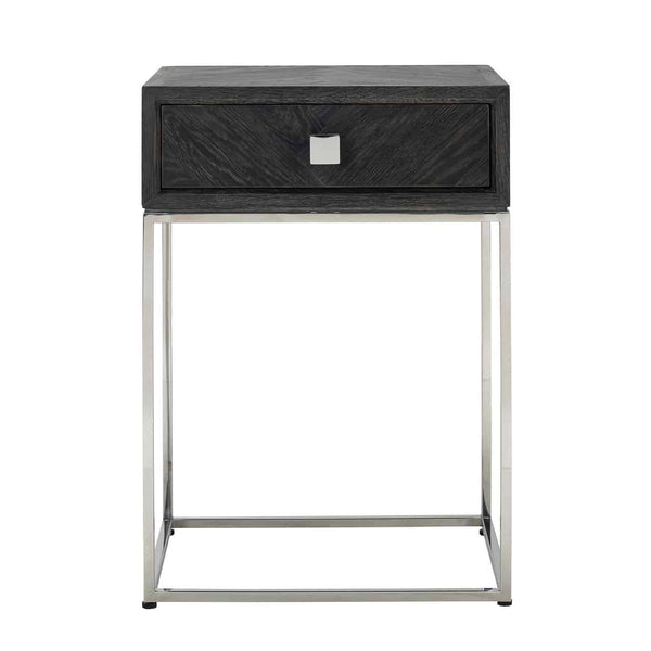 Nightstand Blackbone Silver 1 – Drawer (black Rustic) – Richmond Interiors