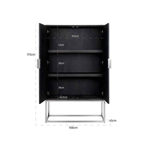 Cabinet Blackbone Silver 2 – Doors (black Rustic) – Richmond Interiors