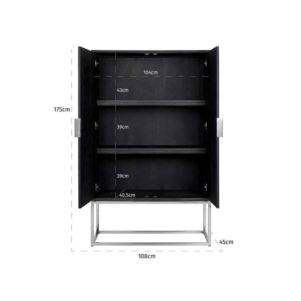 Cabinet Blackbone Silver 2 – Doors (black Rustic) – Richmond Interiors