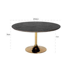 Dining Table Blackbone Gold 140Ø (black Rustic) – Richmond Interiors