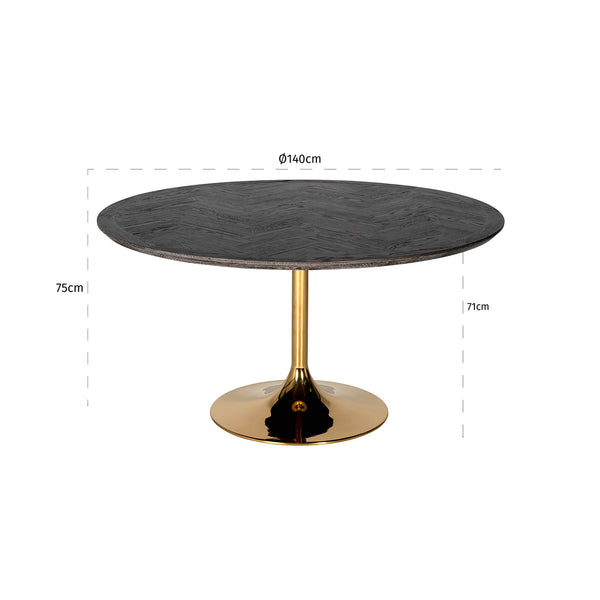 Dining Table Blackbone Gold 140Ø (black Rustic) – Richmond Interiors