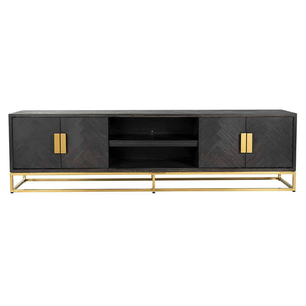 TV Cabinet Blackbone Gold 4 – Doors 220 (black Rustic) – Richmond Interiors