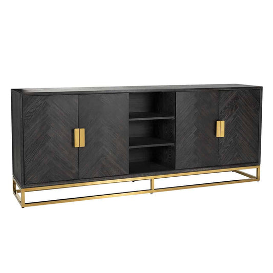 Sideboard Blackbone gold 4-doors  (Black rustic)