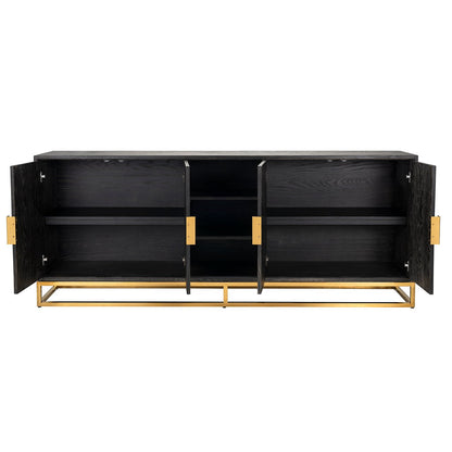 Sideboard Blackbone gold 4-doors  (Black rustic)