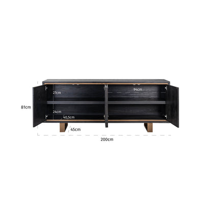 Sideboard Hunter 4-doors (Black rustic)