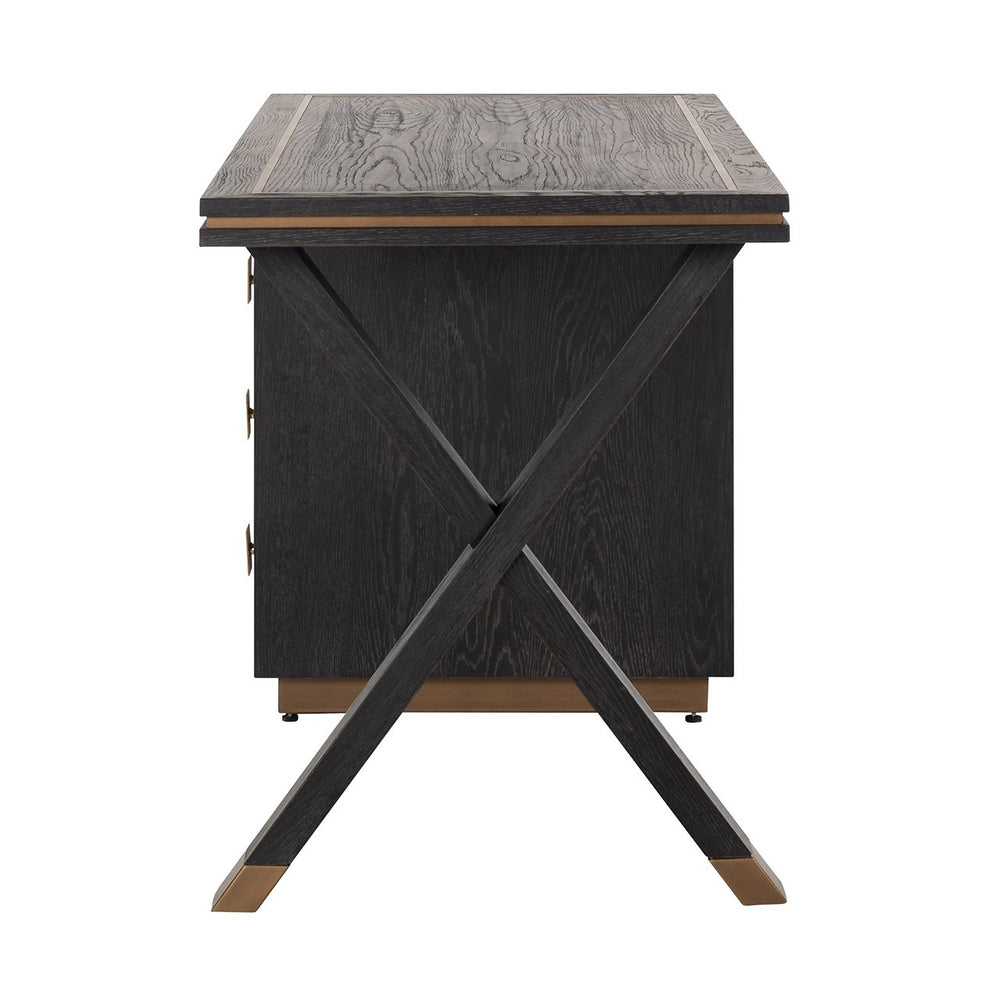 Desk Hunter 3-drawers (Black rustic)