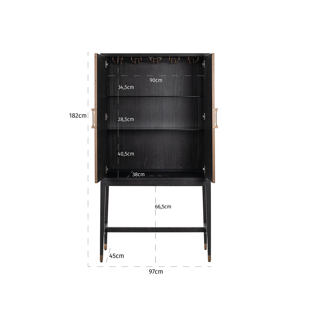 Bar Cabinet Bloomville 2-doors (Gold)- Richmond Interiors