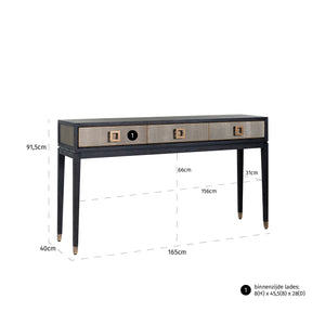 Console Bloomville 3 – Drawers (gold) – Richmond Interiors