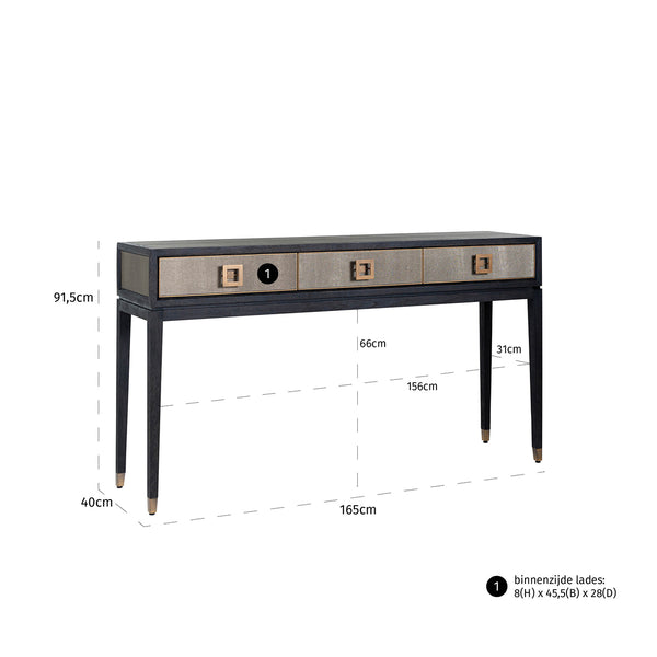 Console Bloomville 3 – Drawers (gold) – Richmond Interiors