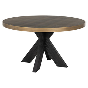 Dining table Bloomville brass shagreen incl. glass top
