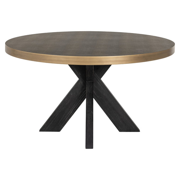 Dining table Bloomville brass shagreen incl. glass top