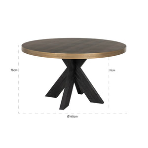 Dining table Bloomville brass shagreen incl. glass top