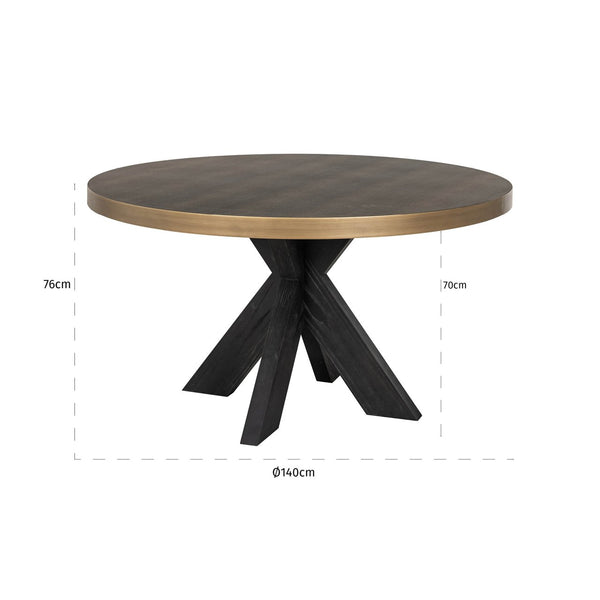 Dining table Bloomville brass shagreen incl. glass top