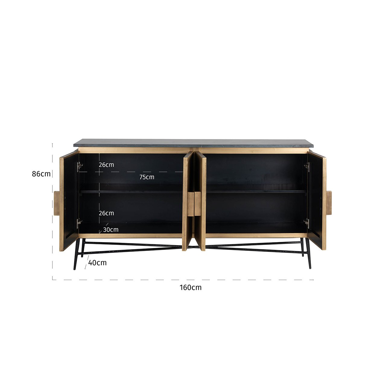 Sideboard Ironville 4-doors (Gold)