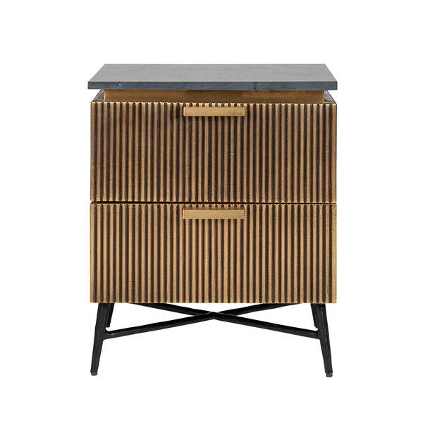 Nightstand Ironville 2 – Drawers (gold) – Richmond Interiors